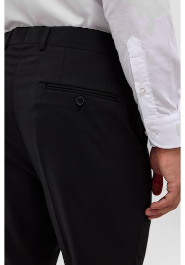 Süvari Bol Kalıp Geniş Paça Premium Kalite Düz Erkek Kumaş Pantolon Siyah