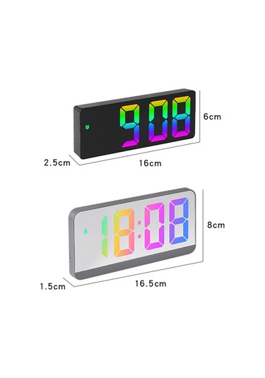 Led Dijital Saat Başucu Çalar Saat Çok Sayısı Ekran Renkli Büyük Ekran Duvar Saati Renk: Siyah Kabuk Siyah D Siyah