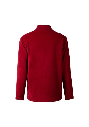 Kırmızı Yarım Fermuarlı Regular Kalıp Dik Yaka Polar Sweatshirt Kırmızı