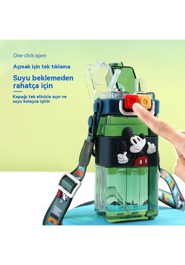 Mengtuo Yaz Yüksek Değer Öğrenci Kare Çift İçki Pipet Kupası Mavi