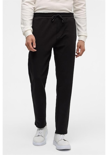 Süvari Siyah Regular Düz Jogger Pantolon Siyah