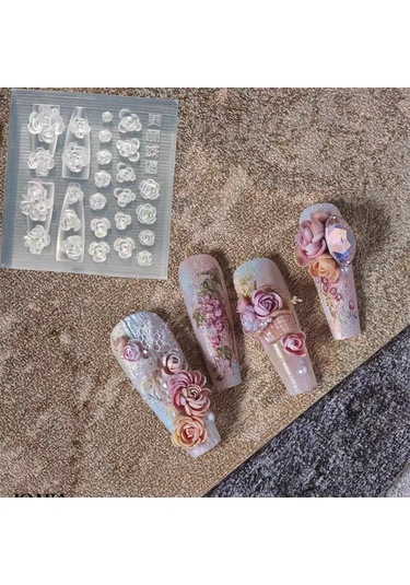 1 Adet Çiçek Şerit Gül Lale Kalıp Zambak 3d Akrilik Kalıp Papatya Gül Nail Art Süslemeleri Çivi Dıy Silikon Çivi Kalıp Kahverengi