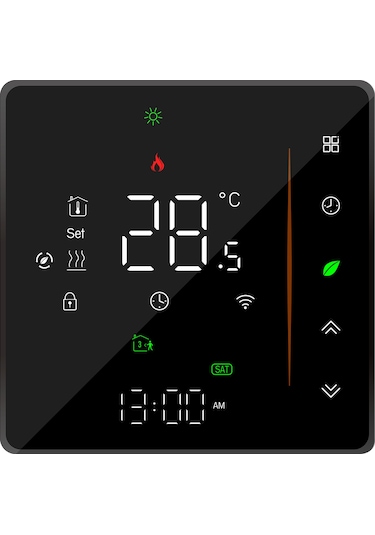 Vkemall Su Isıtma Wifi Akıllı Termostat Sıcaklık Kontrol Cihazı Siyah-1-t