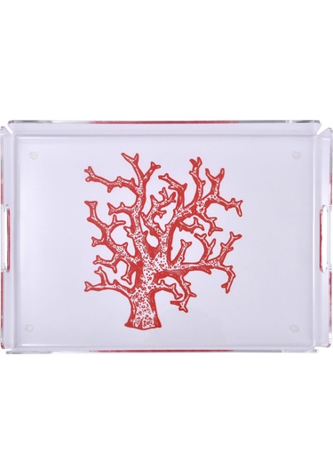 Mercan Desen Tepsi Kırmızı 30 40 Cm Diğer