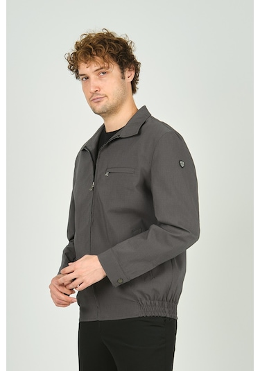 Lucas Erkek Ekoseli Gömlek Yaka Mevsimlik Spor Mont 3718 Füme Füme