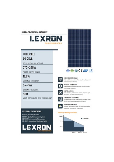 Lexron 55 Watt Perc Monokristal Güneş Paneli