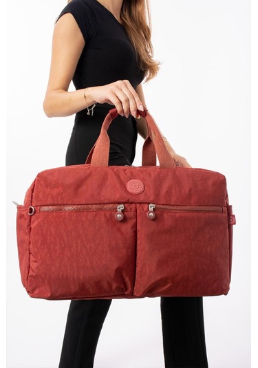 Seyehat Spor Çantası Kabin Boy Valiz 45 35 Cm Omuz Ve Çapraz Askılı Hafif Klinkır Çanta Su İtici Kiremit