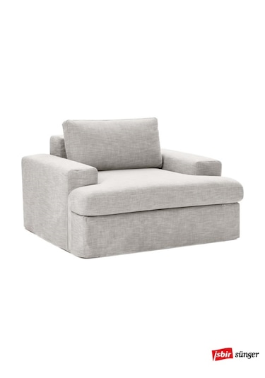 Mode Siesta Kuş Tüyü Berjer 19 Gri Keten Kumaş İşbir Sünger Dair Gri