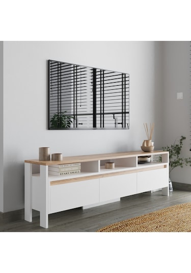 Atlas 3 Kapaklı Tv Ünitesi 160 Cm Atlantik Çam - Beyaz