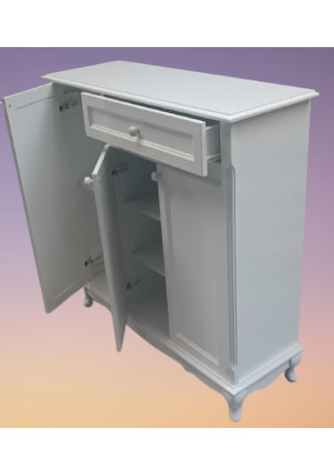 Bengi Ayakkabılık  Çok Amaç Model Parlak Beyaz 3 Kapaklı