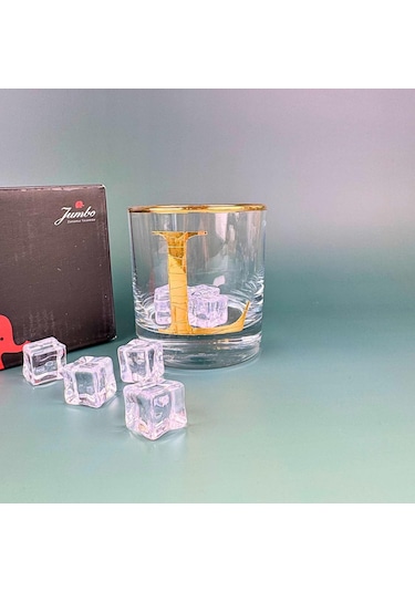 Perlotus L Harfli Gold Altın Yaldızlı Viski Kadeh Bardak Jumbo Serisi Altın