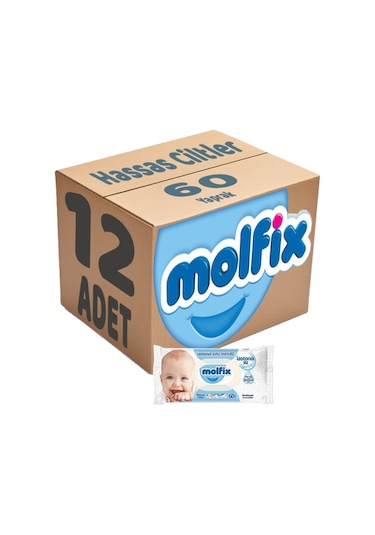 Molfix Islak Havlu Mendil Izotonik Hassas Ciltler 12 Li Set 60 Ya