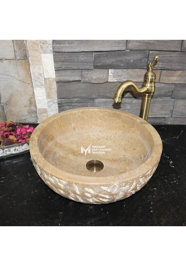 Noche Traverten Dışı Oyma Çanak Lavabo