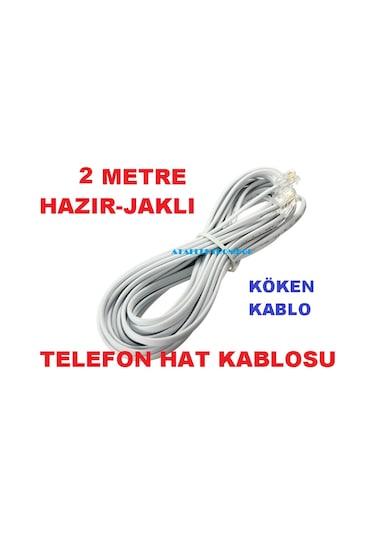 2 Metre 2Mt Telefon Adsl Modem Ara Kablo Köken