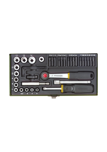 Proxxon 23070 1/4 Cırcır Kollu 39 Parçalı Lokma Ve Bits Takımı
