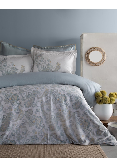 King Size Berta İndigo Elegance Saten Nevresim Takımı Indigo