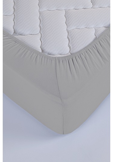 Penye-likralı Lastikli Çarşaf, 100 200 Tek Kişilik %100 Pamuk-elastan Örme Kumaş, 200 Gr/m²v Gri