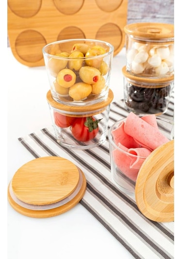 Bambum Lincoln - 13 Parça Cam Kahvaltılık Takımı Ahşap