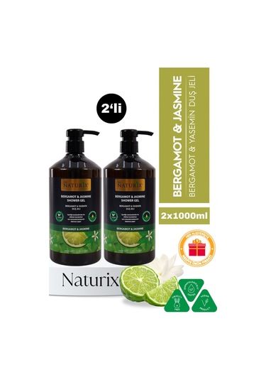 Bergamot & Yasemin Duş Jeli 2'li Eko Paket Ferahlatıcı, Aromatik Ve Nemlendirici Duş Jeli - 2x1000ml Bergamot - Yasemin