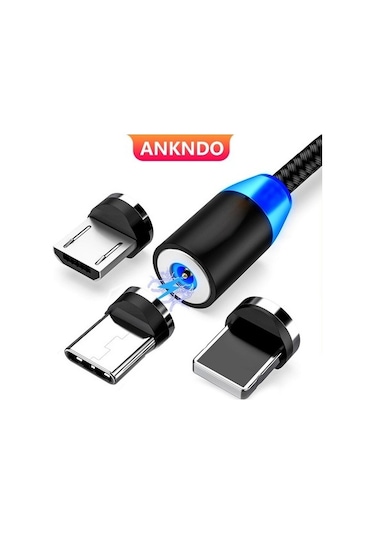 Venturemart Ankndo Manyetik Usb Kablosu Mıknatıs Led Mikro Usb C Kablosu 1 M 2 M Hızlı Şarj Teli
