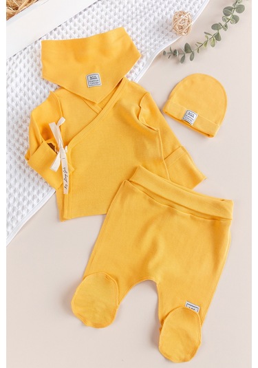 Kendinden Eldivenli Natural Bebek Hastane Çıkışı Bebek Takımı Çok Renkli