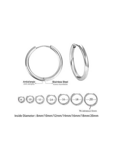 Flybuy 2 Adet Yuvarlak Halka Küpe, Kadın Erkek A1 Gümüş Paslanmaz Çelik, 20mm Dairelik, Moda Ve Trendli Stille/ Gümüş