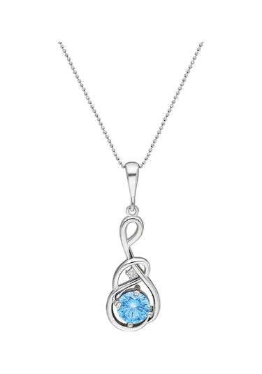 Chavin Topaz Sol Anahtarı Zirkon Taşlı Gümüş Kolye Eu88