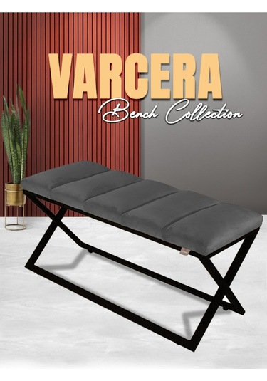 Varcera Black- Gri Dilimli Model Puf & Bench & Koltuk & Oturma Bankı & Yatak Odası Önü