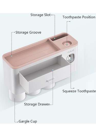 Aswei A1909 Diş Fırçası Tutucu Duvara Monte Kozmetik Düzenleyici Gri Diğer