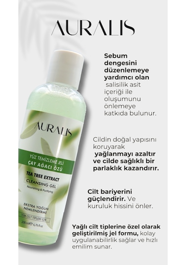 Auralis Çay Ağacı Özlü Yüz Temizleme Jeli Arındırıcı Ve Dengeleyici 200 Ml
