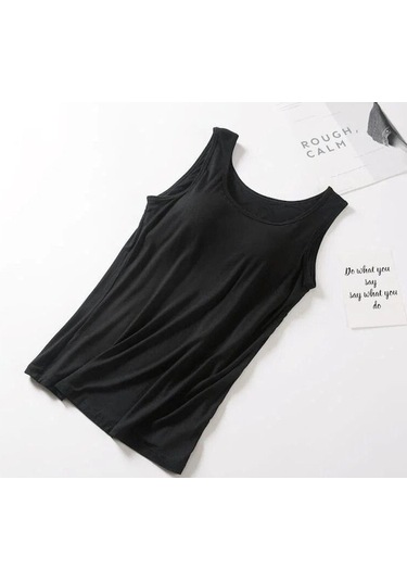 Novahub Tank Tops Kadın Yumuşak Modal Ped Sutyen Bralette Üst Katı Yastıklı Kaşkorse Kadın Kadın Yaz Tankı Üstleri Siyah - M Siyah