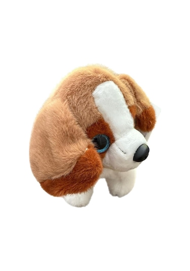 Havlayan Sesli Sevimli Ayakta Durabilen Peluş Köpek Oyuncak 25 Cm Kahverengi