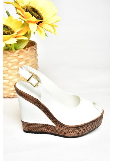 Fox Shoes Beyaz Kadın Dolgu Topuklu Ayakkabı 9674070803 Beyaz