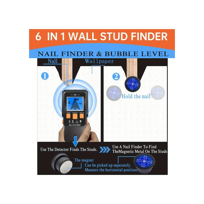 Willowhaven Siyah 6 Lı 1 Arada Dedektör Metal Ahşap Kablo Bulucu Duvar Tarayıcı