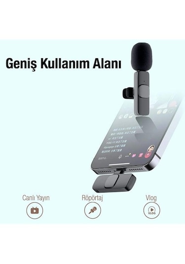 Type-c Mini Kablosuz Yaka Mikrofonu Youtube Facebook Tiktok Vlog Çekim Mikrofonu