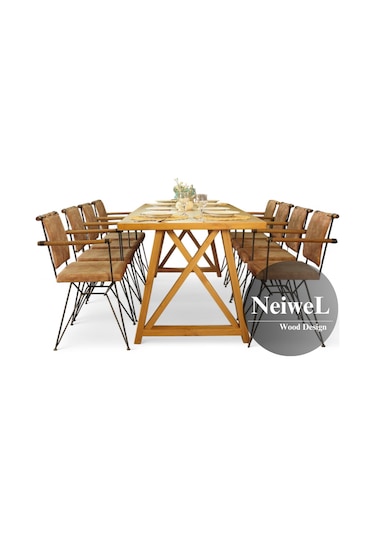 Neiwel Pina Doğal Ahşap Mutfak Ve Yemek Masası-80-260 Açık Ceviz