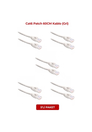 S-lınk Sl-cat606 Cat6 Patch 60cm Kablo Gri 5li Paket