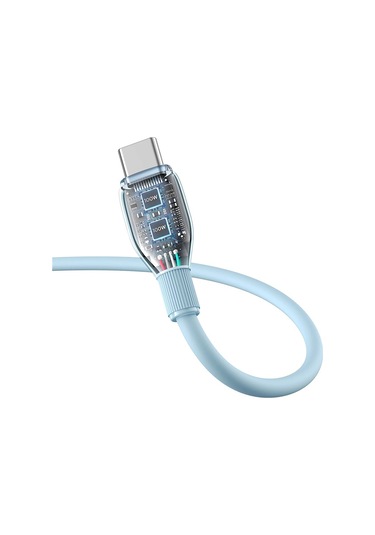 Baseus Pudding Type-C To Type-C 100 W Hızlı Şarj Kablosu 1.2 M. Mavi