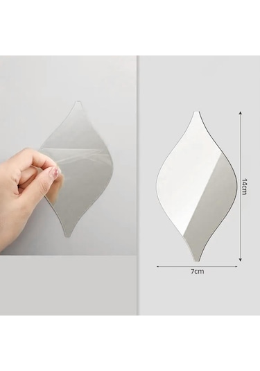Su Damlası Pleksi Ayna 14x7cm 5 Adet - Silver Gümüş