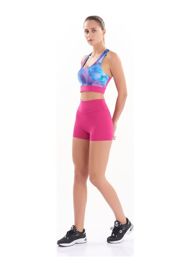 Josejuan Kadın Mini Spor Şort Tayt Yüksek Bel Sıkılaştırıcı 7400-fuşya Fuşya