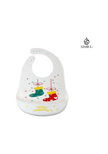 Beyaz Renk Noël Çorapları Desenli Silikon Önlük