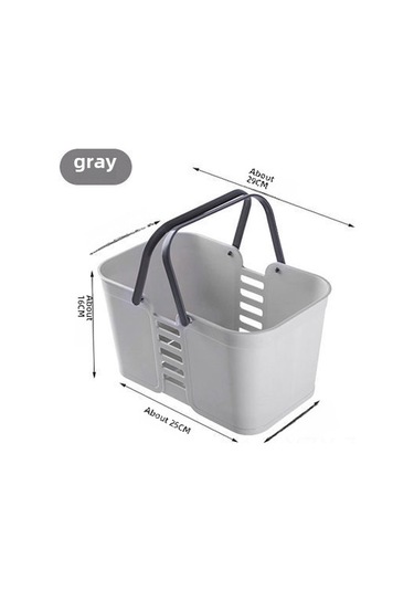 Yaozixa Banyo Gereçleri İçin Yüksek Kapasiteli, Su Tüpü Özellikli, Kalın Plastik, Taşınabilir Kare Depolama Sepeti Gri Diğer