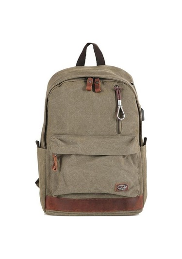 Ççs London 51568 Kanvas Usb Usb Çıkışlı Sırt Çantası Haki