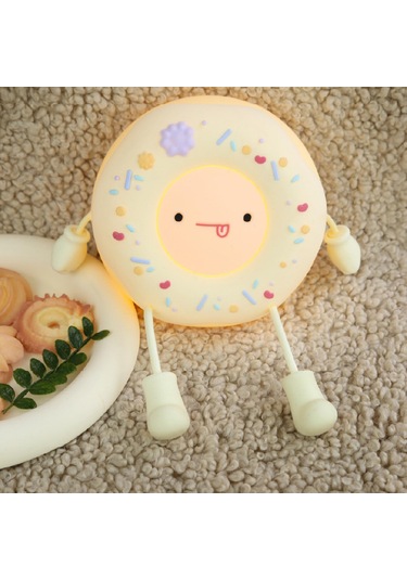 Suntek Silikon Donut Gece Lambası, Komik, Yumuşak, Yatak Odası Beyaz Çok Renkli