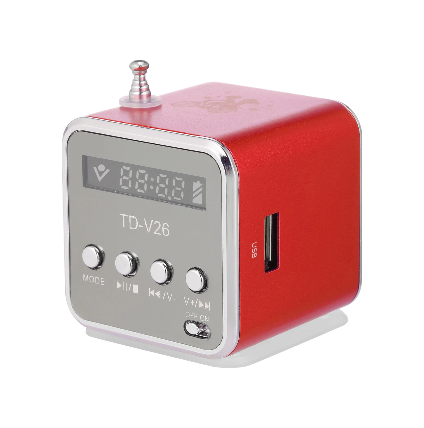 Youmex Kırmızı Taşınabilir Mini Hoparlör - Aux In/tf Kart/usb/fm Radyo Desteğiyle Müzik Dinleyin