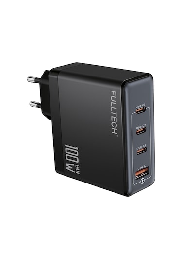 Fulltech Fc24 100w Gan Hızlı Şarj Adaptörü 3x Usb-c + 1x Usb-a Çoklu Port Laptop & Telefon Uyuml