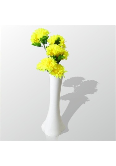 Uzun Fil Ayağı 40 Cm Akrilik Beyaz Vazo Sarı Çiçekler