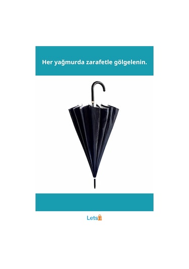 Letsii Lüks Dayanıklı Goretex 16 Telli Baston Şemsiye Çok Renkli
