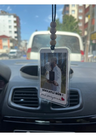 Fotoğraflı Araba Süsü , Kişiye Özel Dikkatli Sür / Seni Seviyorum Kokusuz Oto Süsü, Hediyelik