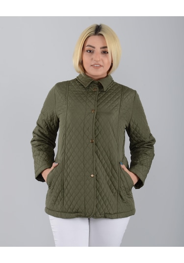 Vetre Mevsimlik Astarlı Kapitone Mont Haki Büyük Beden 1030